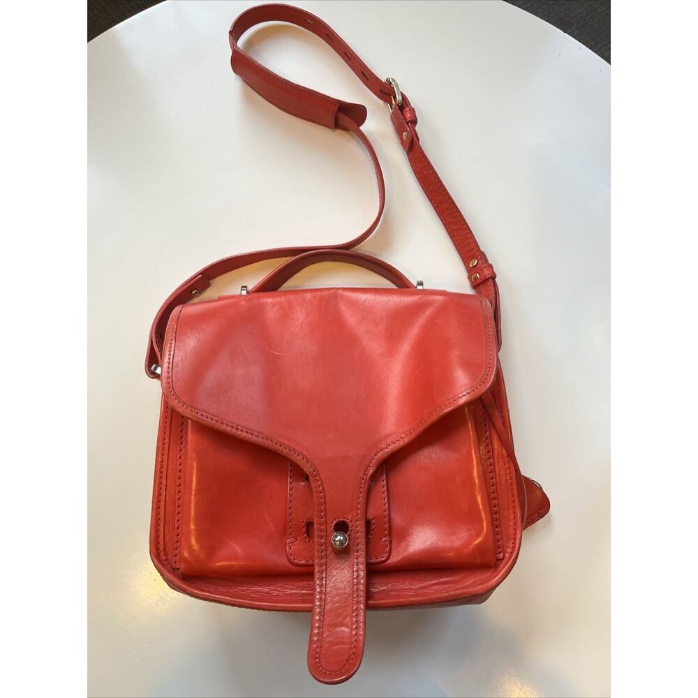Opening Ceremony Ace Curved Flap Bag Red Leather Satchel Purse Handbag MSRP $775